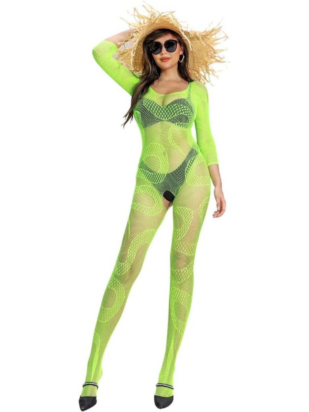 Women's Body Stocking Yellow Classic Jumpsuit Stockings Lingerie Comfort Soft